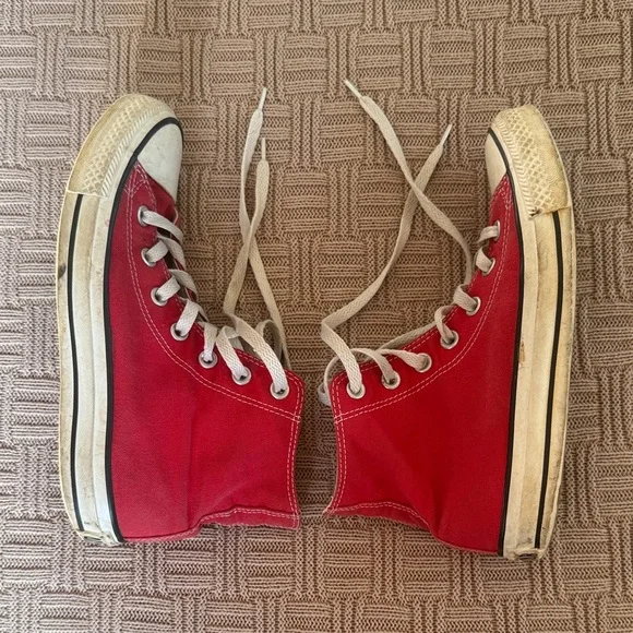 Converse Red High-Top Canvas Sneakers with White Accents - Picture 8 of 13